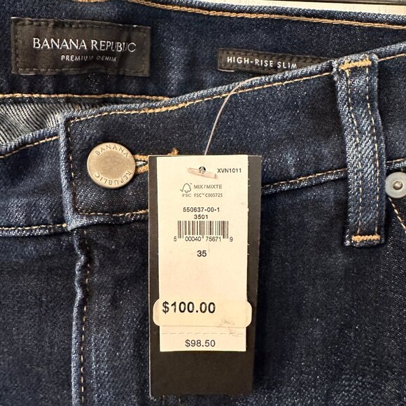 Banana Repubic | NWT 35 Premium Denim High Rise Slim Ankle Jeans Dark Wash 40 - Picture 3 of 9